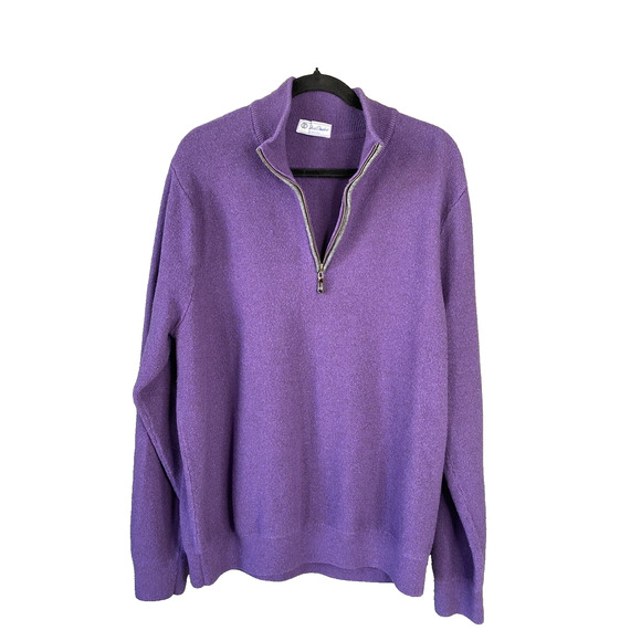David Donahue Sweater Mens Size XL Purple Merino Wool Zip Popover Office Church - Picture 3 of 11